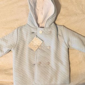NWT Kissy Kissy 6-9 month blue jacquard jacket coat baby